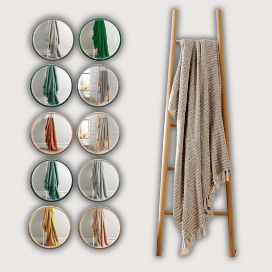 OLIVIA ROCCO Cotton Throw Super Soft Lightweight Eco Friendly Recycled Cotton For Sofa Bed Chair Calming Colours Home Decor